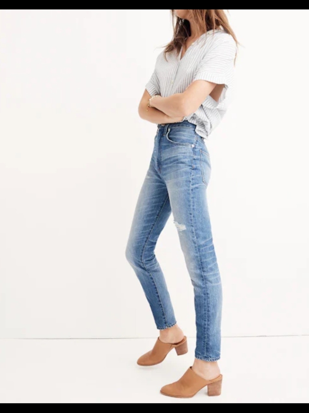 Madewell rigid skinny Distressed cotton jeans size 26 Napa wash